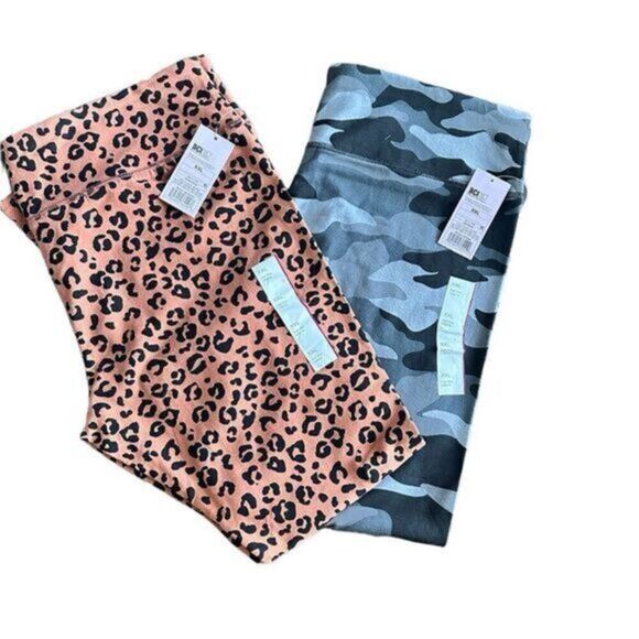 NWT Plus Size 2 Pair Leggings - Black/Gray Camo & Brown Animal Print - Size XL - Picture 1 of 11